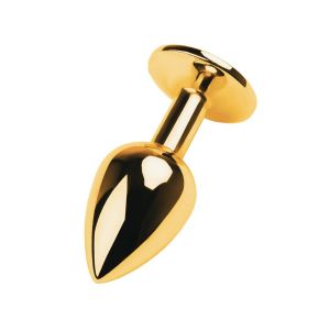 Golden anal plug TOYFA Metal,with a tourmaline colored gem - image 2