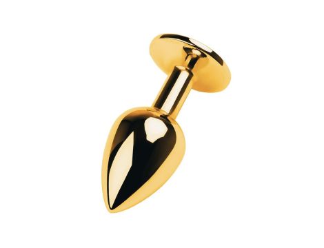 Gold anal plug with gem, red - 2