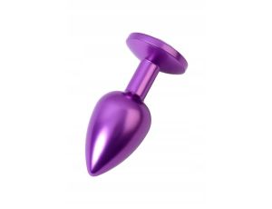 Purple anal plug TOYFA Metal with purple round-shaped gem - image 2