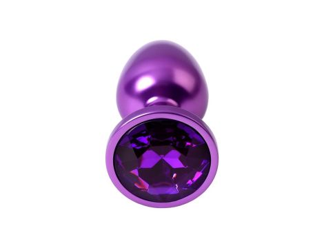 Purple anal plug TOYFA Metal with purple round-shaped gem - 3