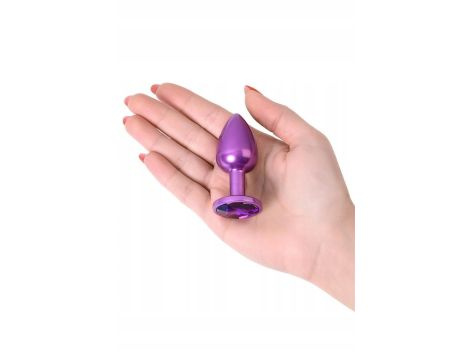 Purple anal plug TOYFA Metal with purple round-shaped gem - 4