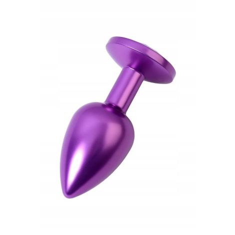 Purple anal plug TOYFA Metal with purple round-shaped gem - 2