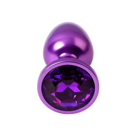 Purple anal plug TOYFA Metal with purple round-shaped gem - 3