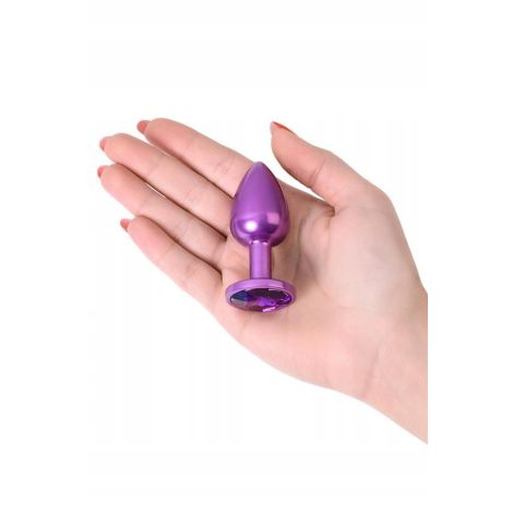 Purple anal plug TOYFA Metal with purple round-shaped gem - 4