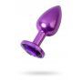 Purple anal plug TOYFA Metal with purple round-shaped gem - 2