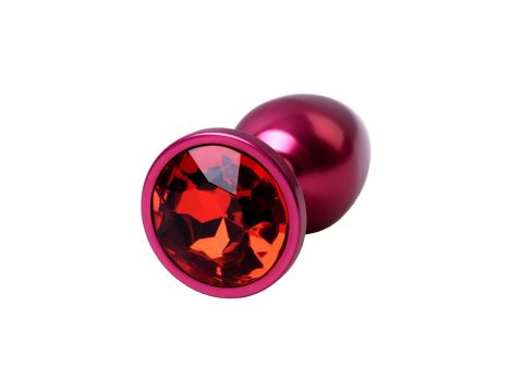 Red anal plug TOYFA Metal with a red colored gem - 5