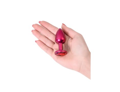 Red anal plug TOYFA Metal with a red colored gem - 6