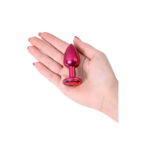 Red anal plug TOYFA Metal with a red colored gem - 6