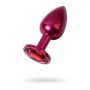 Red anal plug TOYFA Metal with a red colored gem - 2