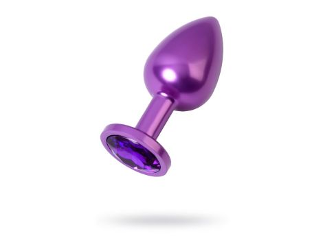 Purple anal plug TOYFA Metal,with a amethyst colored gem