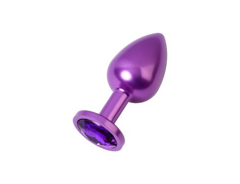 Purple anal plug TOYFA Metal,with a amethyst colored gem - 2