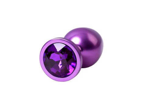 Purple anal plug TOYFA Metal,with a amethyst colored gem - 5