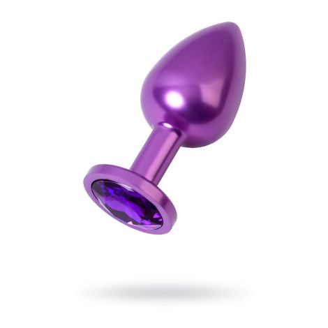 Purple anal plug TOYFA Metal,with a amethyst colored gem - 3