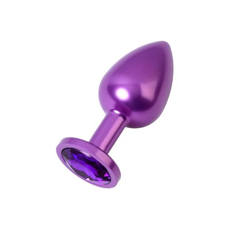 Purple anal plug TOYFA Metal,with a amethyst colored gem - 4