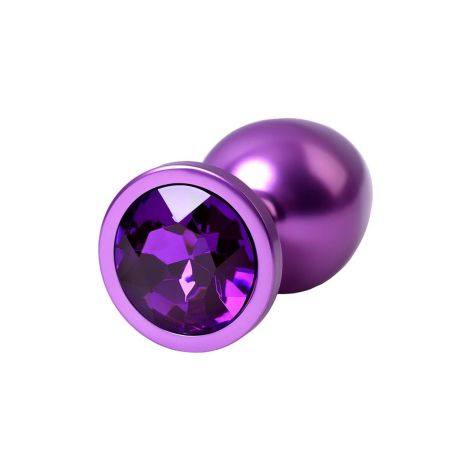 Purple anal plug TOYFA Metal,with a amethyst colored gem - 7