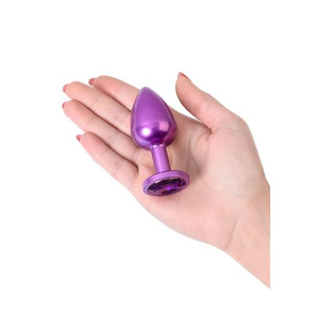 Purple anal plug TOYFA Metal,with a amethyst colored gem - 8