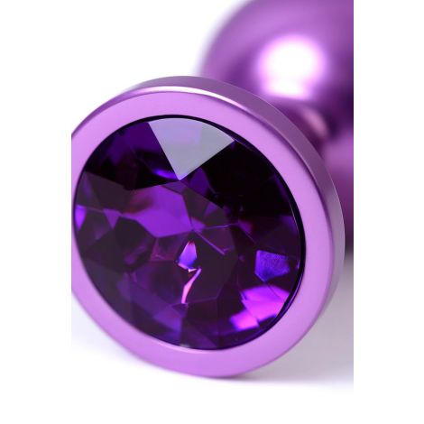 Purple anal plug TOYFA Metal,with a amethyst colored gem - 2