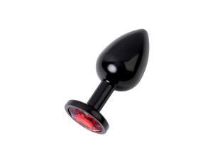 Black anal plug TOYFA Metal,with a ruby colored gem - image 2