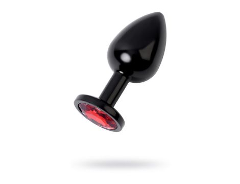 Black anal plug TOYFA Metal,with a ruby colored gem