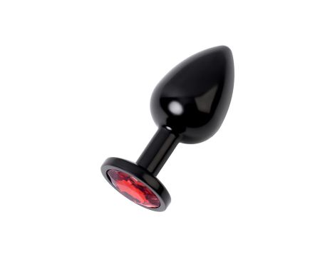 Black anal plug TOYFA Metal,with a ruby colored gem - 2