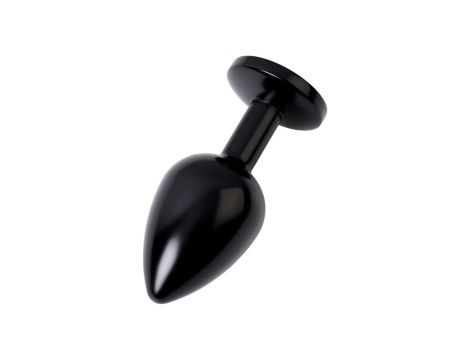 Black anal plug TOYFA Metal,with a ruby colored gem - 3