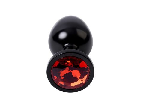 Black anal plug TOYFA Metal,with a ruby colored gem - 4