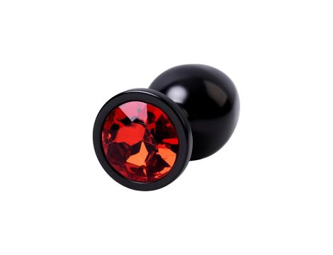 Black anal plug TOYFA Metal,with a ruby colored gem - 5