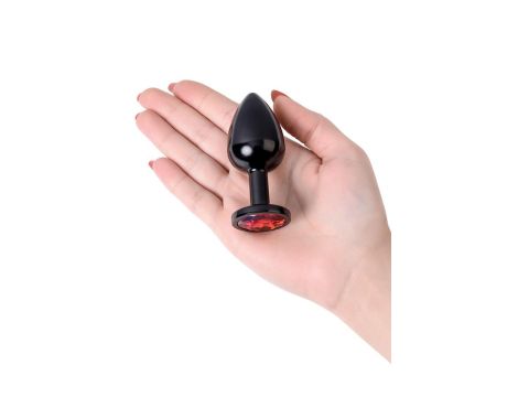 Black anal plug TOYFA Metal,with a ruby colored gem - 6