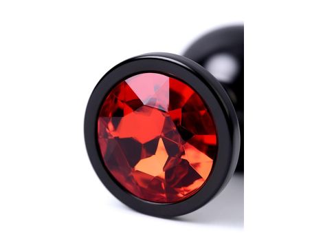 Black anal plug TOYFA Metal,with a ruby colored gem - 8