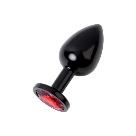 Black anal plug TOYFA Metal,with a ruby colored gem - 2