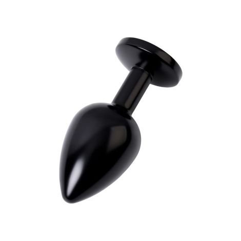 Black anal plug TOYFA Metal,with a ruby colored gem - 3