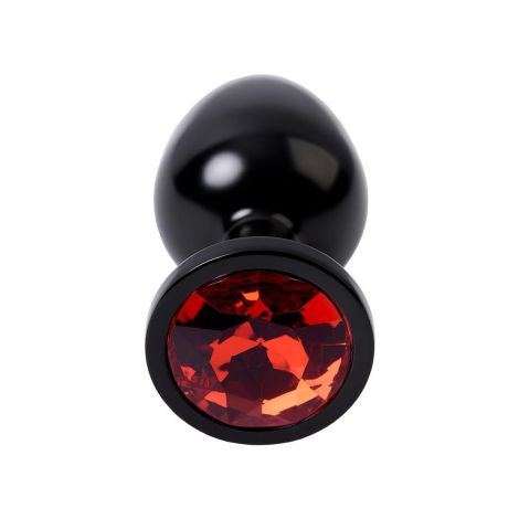 Black anal plug TOYFA Metal,with a ruby colored gem - 4