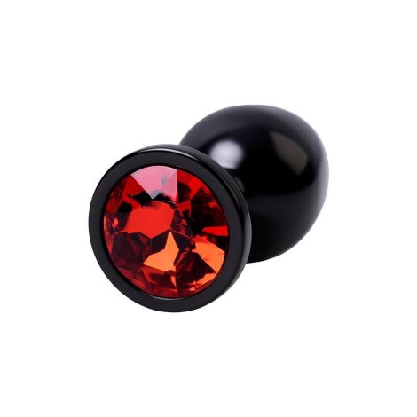 Black anal plug TOYFA Metal,with a ruby colored gem - 5