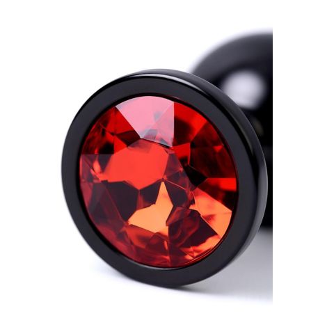 Black anal plug TOYFA Metal,with a ruby colored gem - 8