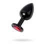 Black anal plug TOYFA Metal,with a ruby colored gem - 2