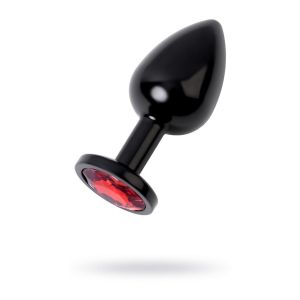 Black anal plug TOYFA Metal,with a ruby colored gem