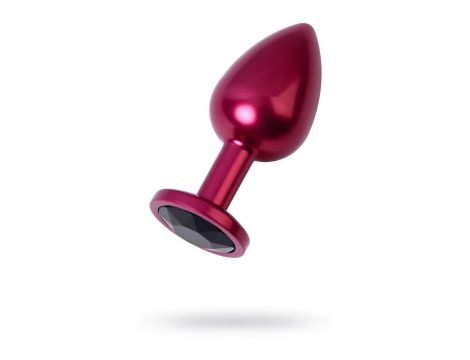 Red anal plug TOYFA Metal with black gem