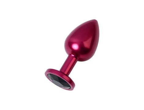 Red anal plug TOYFA Metal with black gem - 2