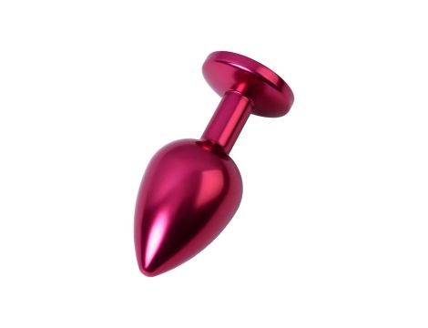 Red anal plug TOYFA Metal with black gem - 3