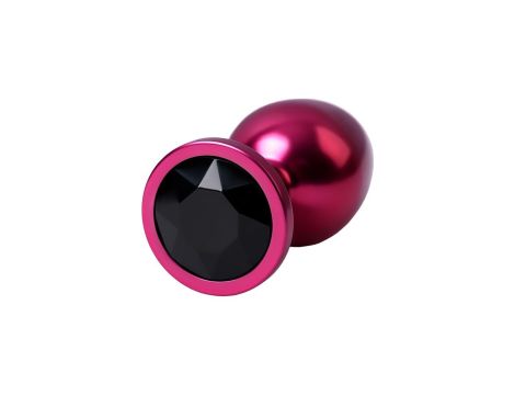 Red anal plug TOYFA Metal with black gem - 5