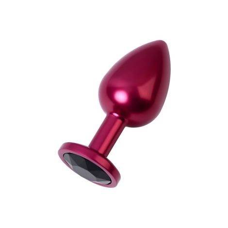 Red anal plug TOYFA Metal with black gem - 2