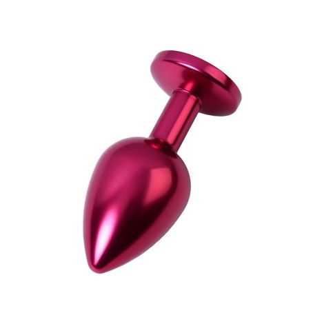 Red anal plug TOYFA Metal with black gem - 3