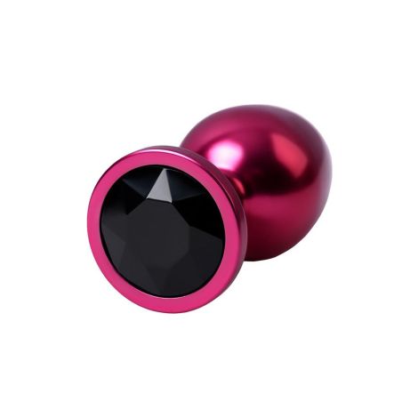 Red anal plug TOYFA Metal with black gem - 5