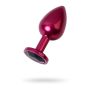 Red anal plug TOYFA Metal with black gem - 2