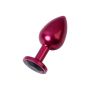 Red anal plug TOYFA Metal with black gem - 3