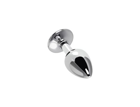 Anal plug Metal by TOYFA, metal, silver with red rose, 8 cm, O 2.7 cm, 48 g - 3