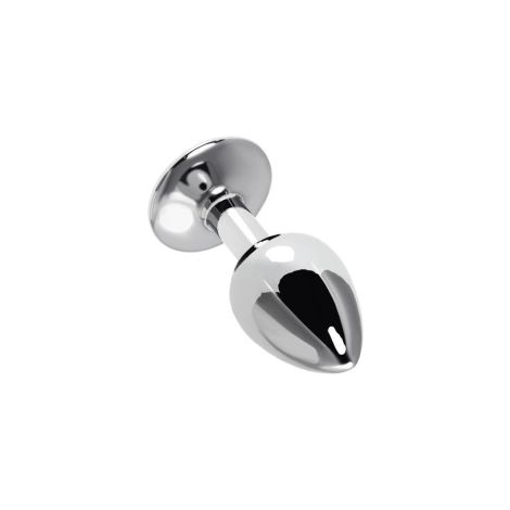 Anal plug Metal by TOYFA, metal, silver with red rose, 8 cm, O 2.7 cm, 48 g - 3