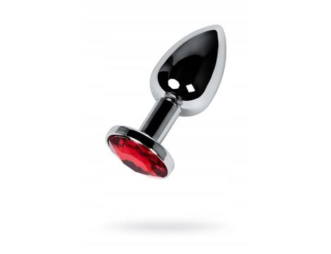 Silver anal plug with  red gem