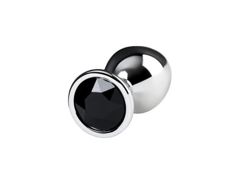 Silver anal plug TOYFA Metal with black round-shaped gem - 3