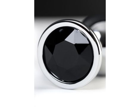 Silver anal plug TOYFA Metal with black round-shaped gem - 6